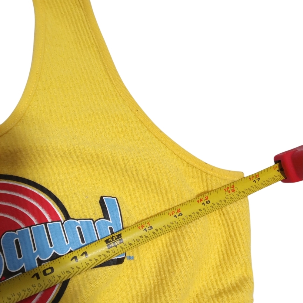 Space Jam Tune Squad Yellow Crop Top Shorts 2 Piece Cartoon Lounge Set Sz M - Picture 3 of 8